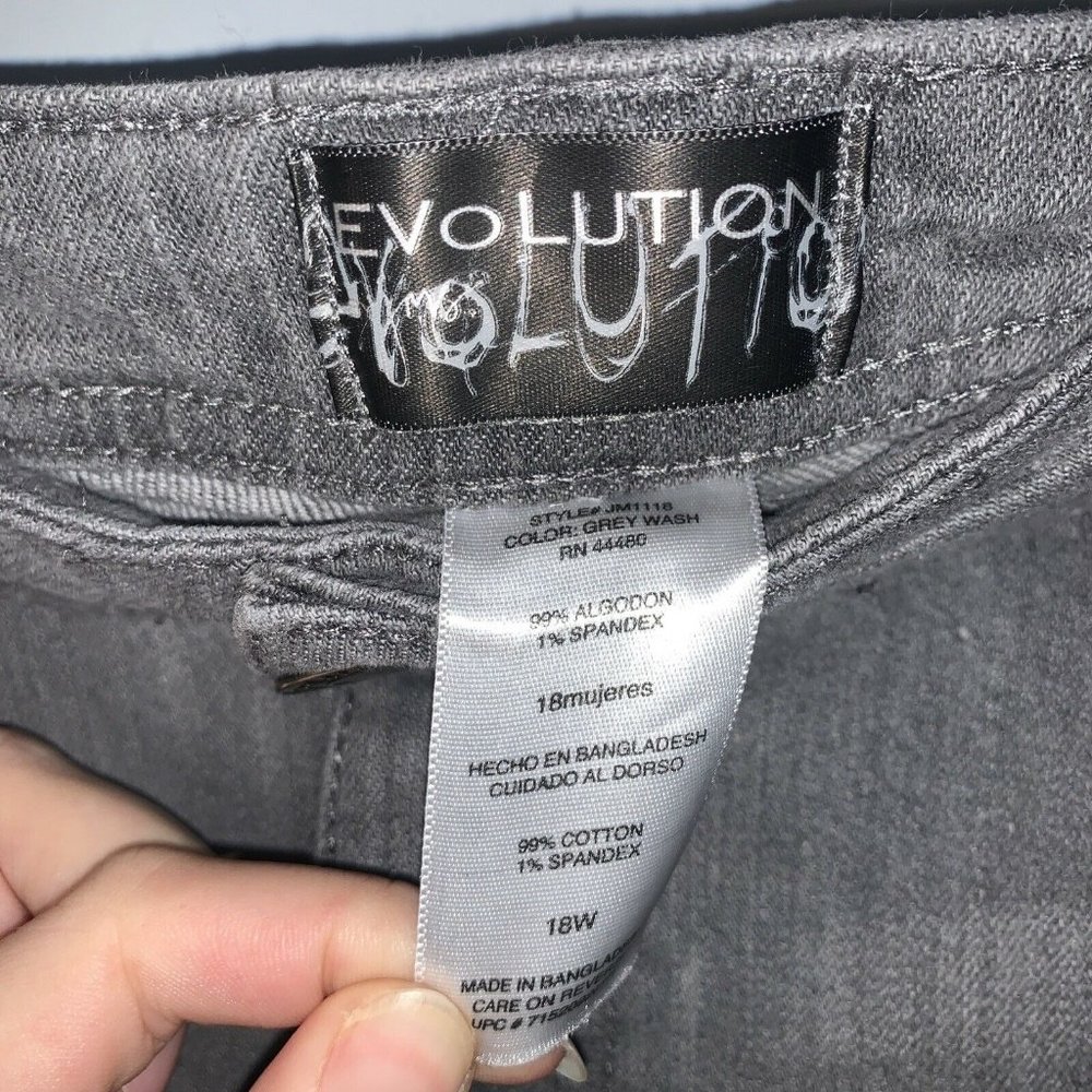 Distressed Evolution Baggy Hip Hop Woman Gray Denim Jeans Half Length 18W - Picture 2 of 8